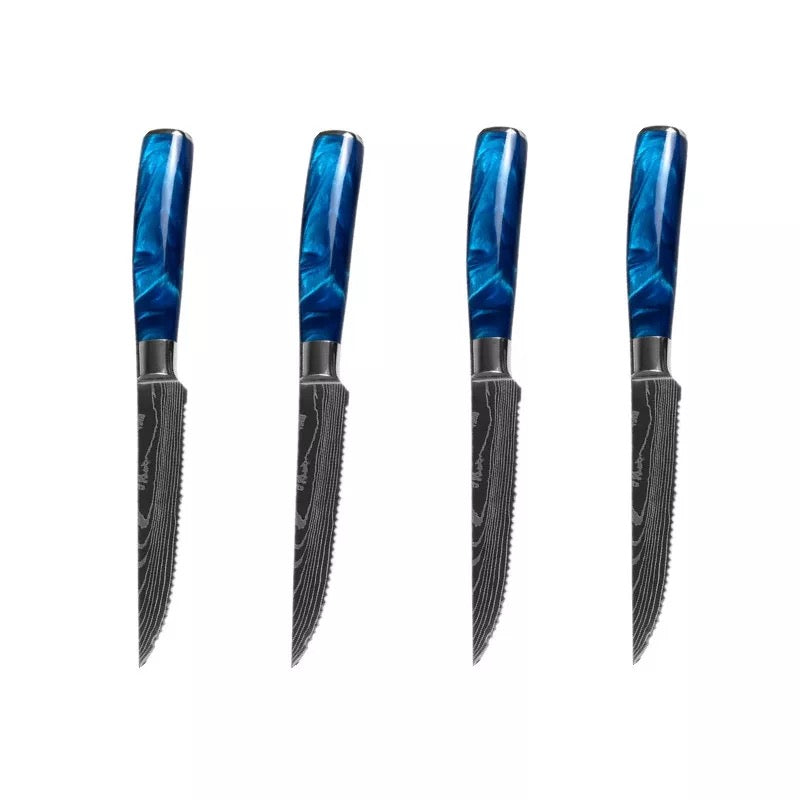 4-Pc. Blue Marble Steak Knife Set