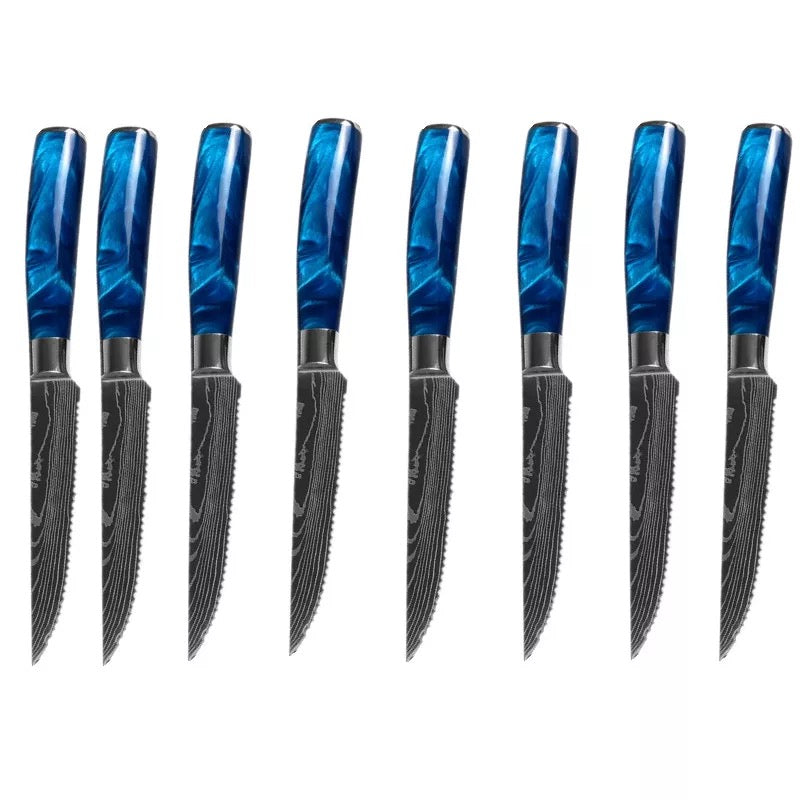 8-Pc. Blue Marble Steak Knife Set
