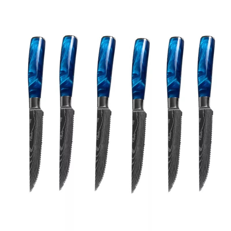 6-Pc. Blue Marble Steak Knife Set
